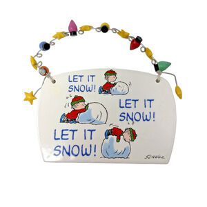Peanuts DEPT 56 Porcelain Linus Let It Snow! Wall Plaque Christmas Home Décor